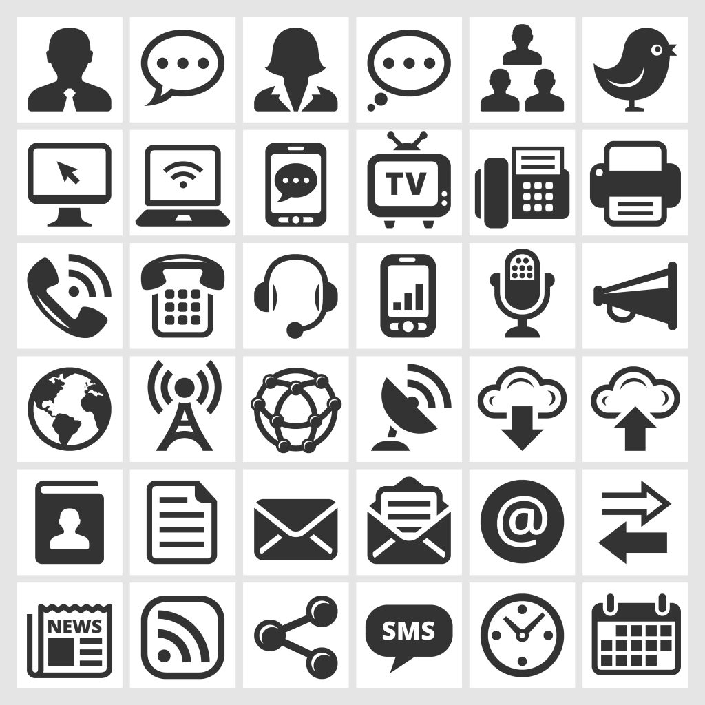 Social Technology and Internet Black & White Icon Set